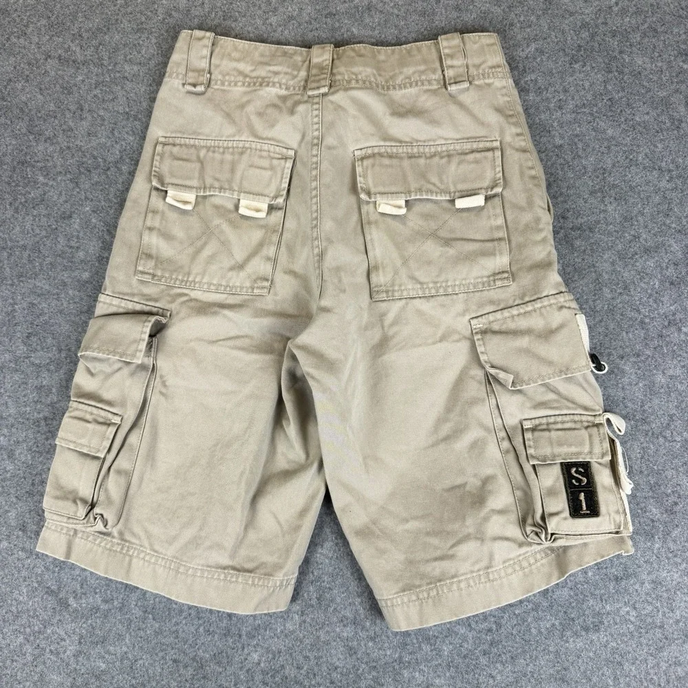 Vintage Nesi A.G. Cargo Shorts Size 8 Beige Cotton Y2K Gorpcore Skate Tactical